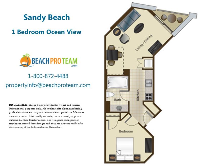 Sandy Beach Resort II Floor Plan B - 1 Bedroom Ocean View
